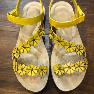 Yellow Floral Velcro Sandals